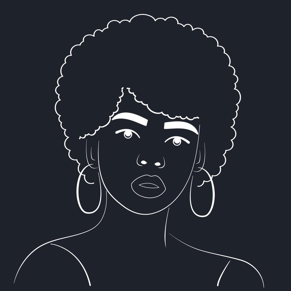 African girl.Black and white vector