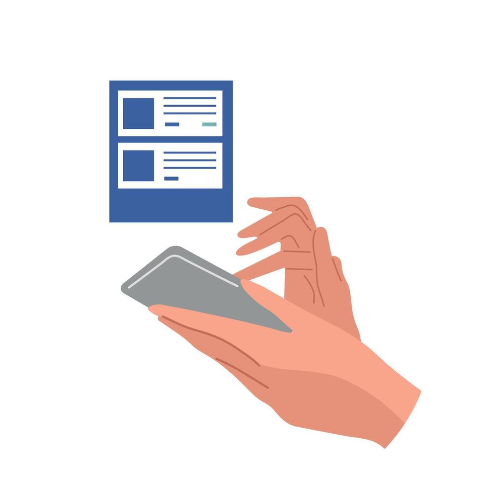 Hands holding smartphone with document icon above. Digital access to resumes, reports, and files. Mobile document management system and online storage tools vector