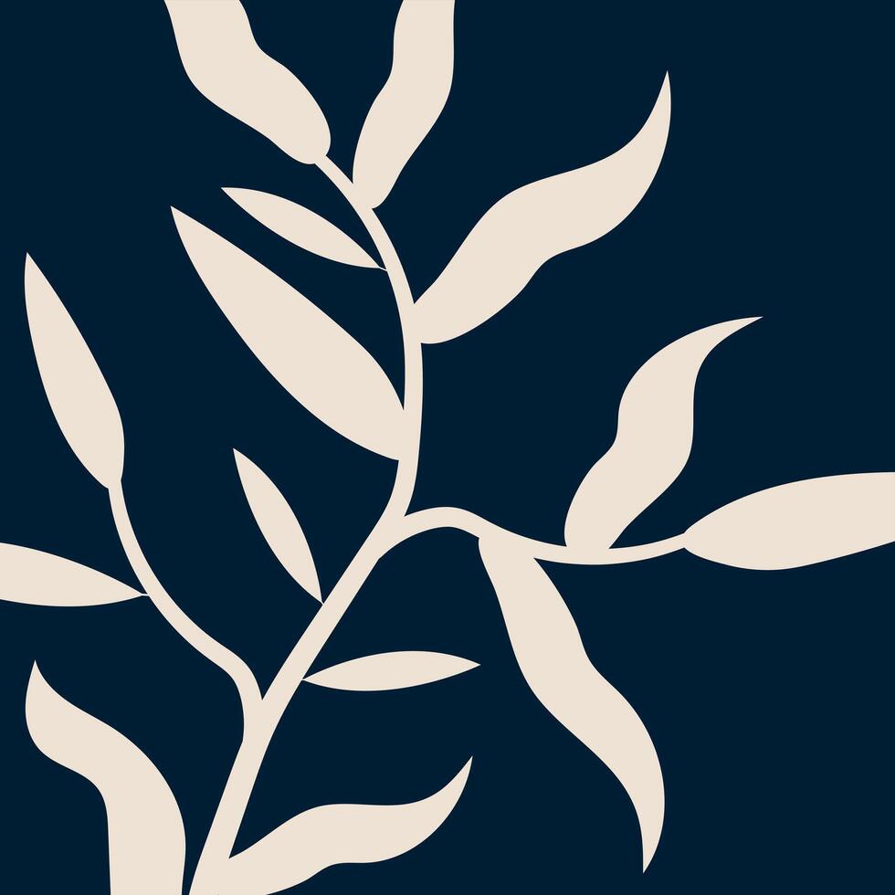 Design for a postcard. Leaves on a dark background. vector