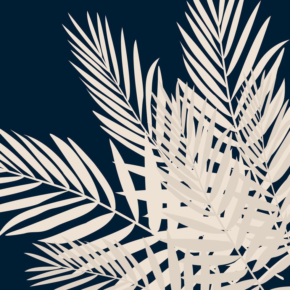 palm leaves on a dark background. vector