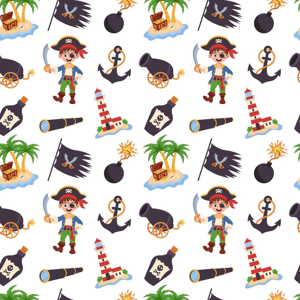 Pirate pattern. Seamless pattern with pirate elements. Pirate concept. vector