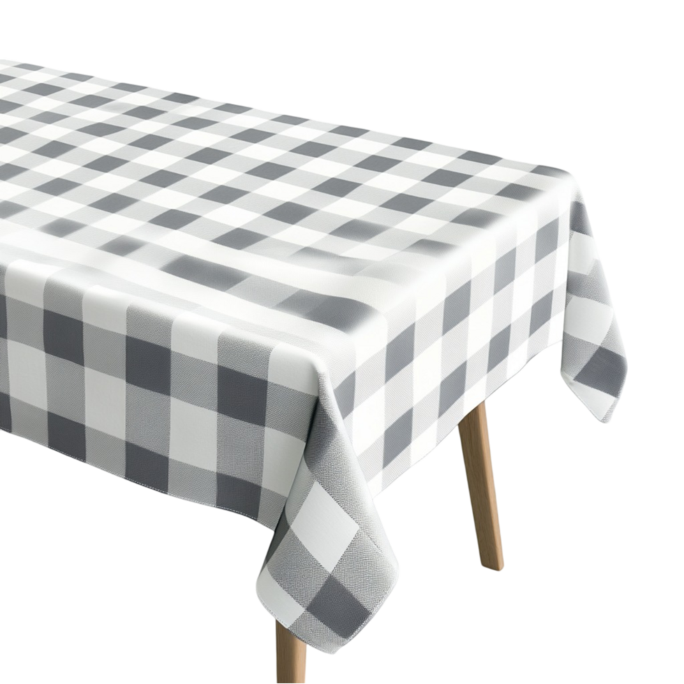 A table with a black and white checkered tablecloth png