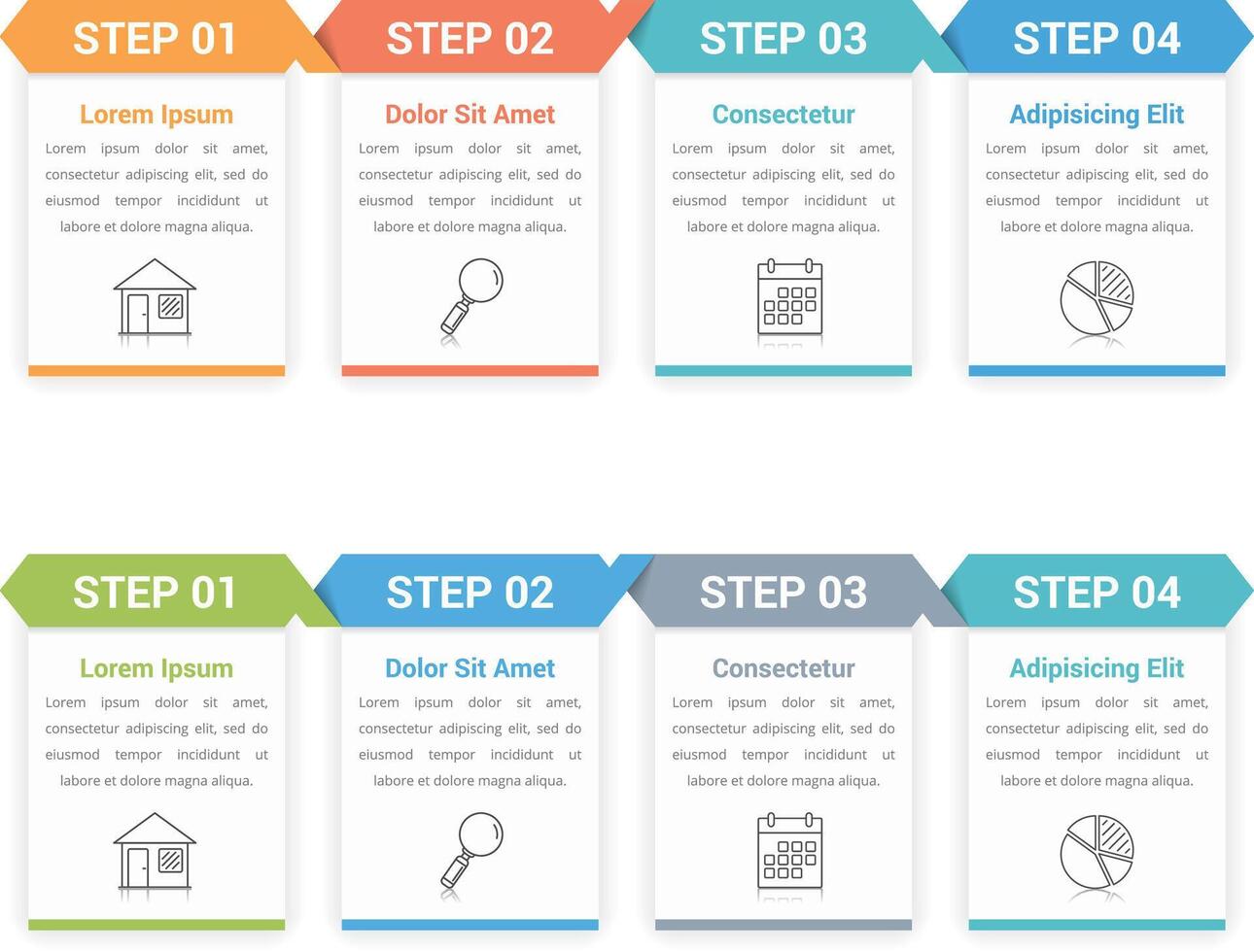 Infographic template with four steps or options, workflow, process diagram vector