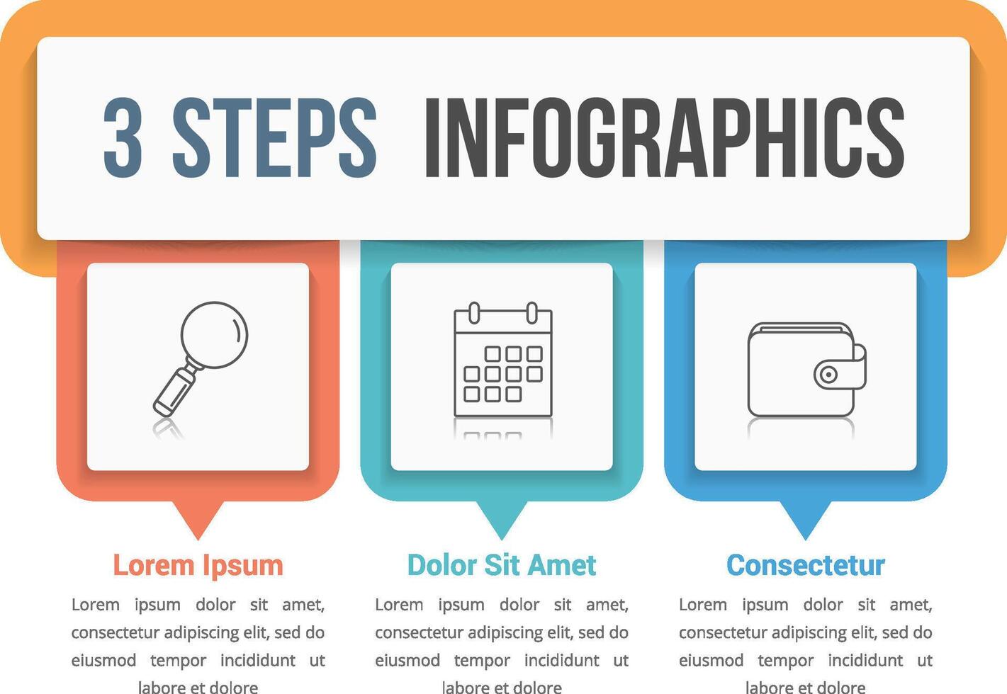Infographic template with three steps or options, workflow, process diagram vector