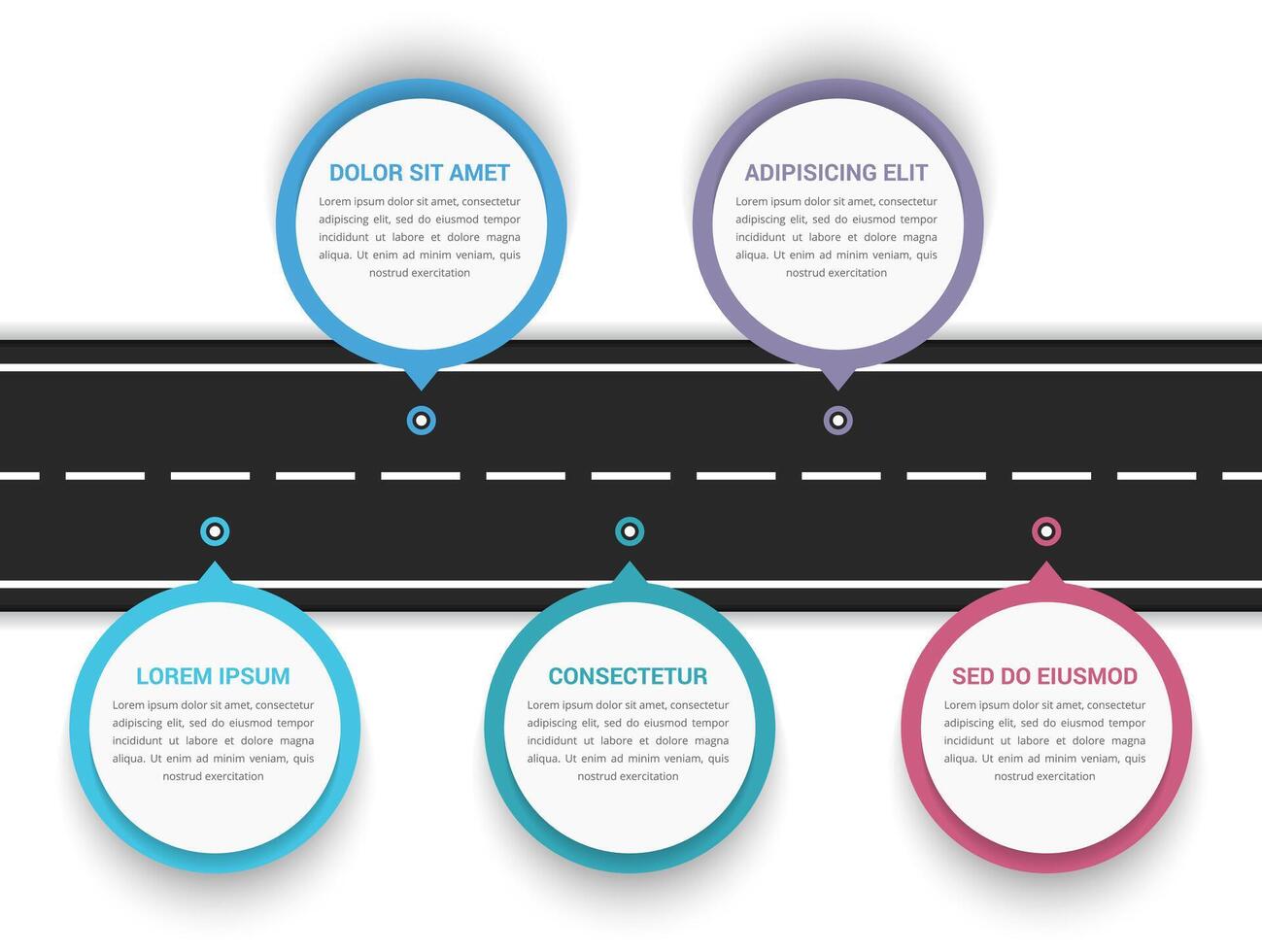 Road infographics with five pointers with place for your text vector