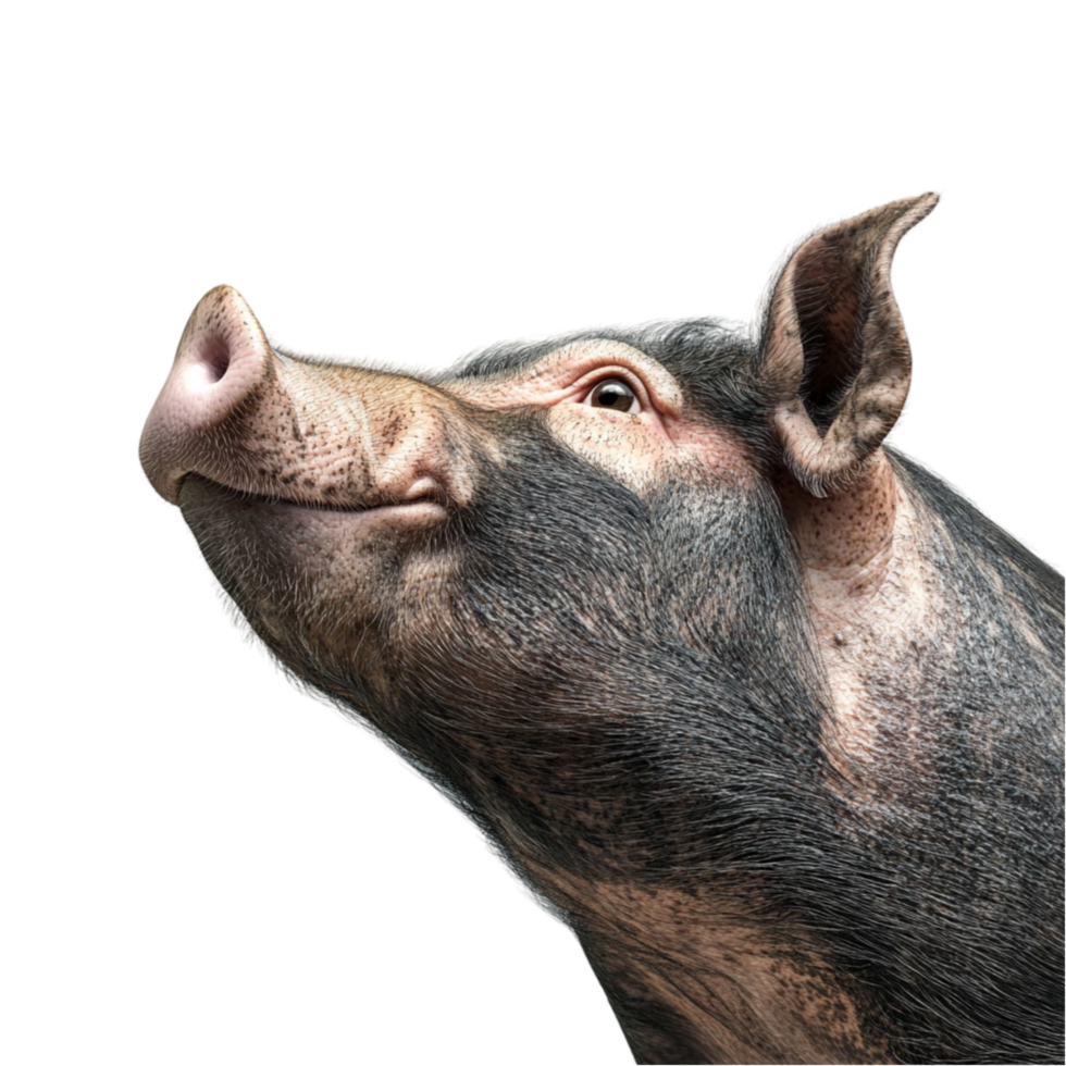 A pig is standing up and looking to the side png
