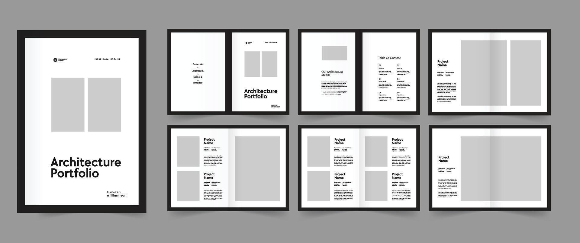 Architect Portfolio, Architecture Portfolio, Interior Portfolio, Pamphlet Portfolio Design vector