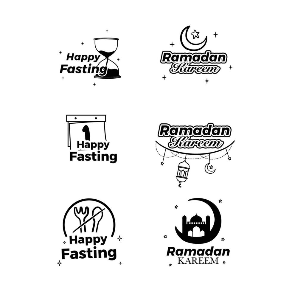 Happy fasting outline Label Collection vector