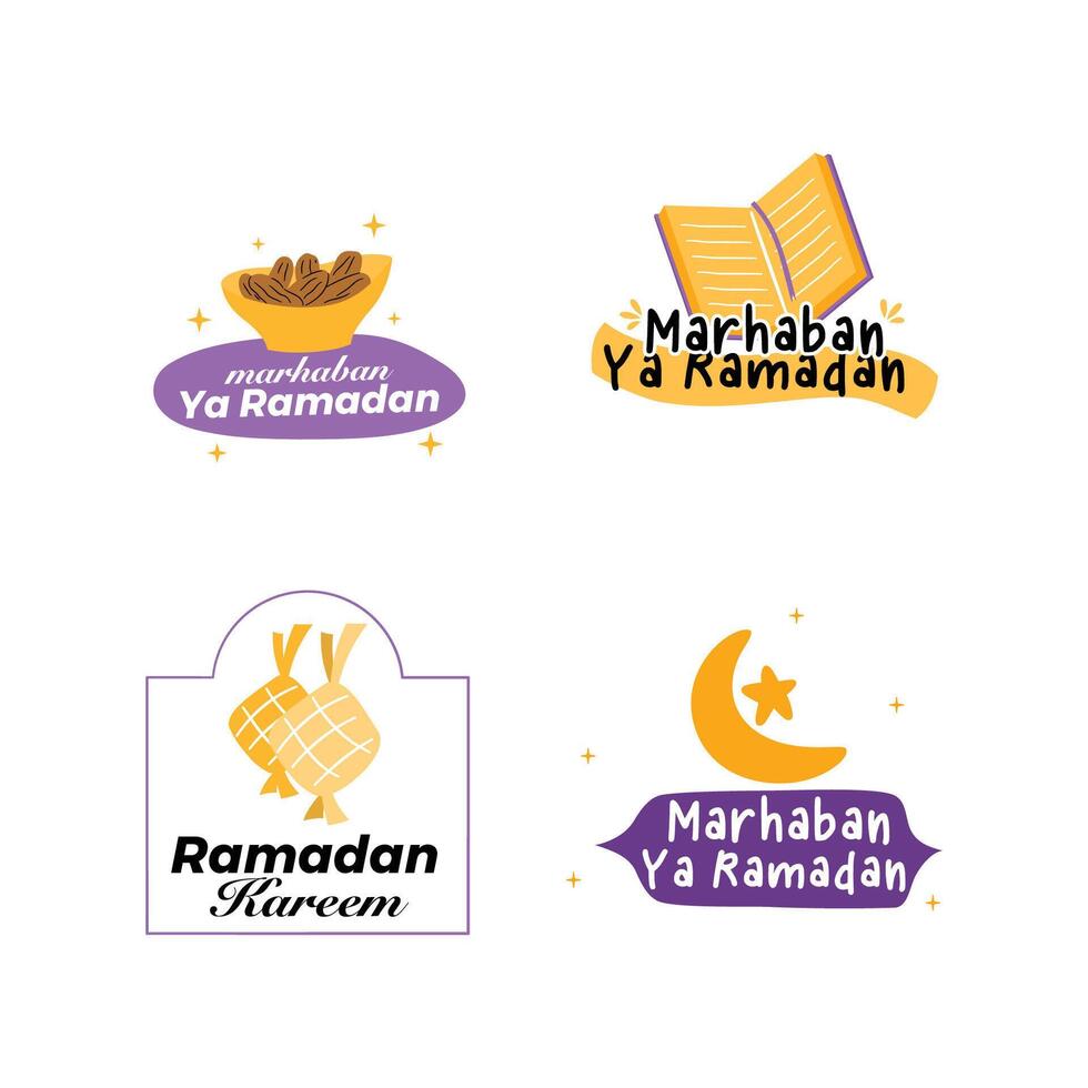 Marhaban Ya Ramadan Label Collection vector