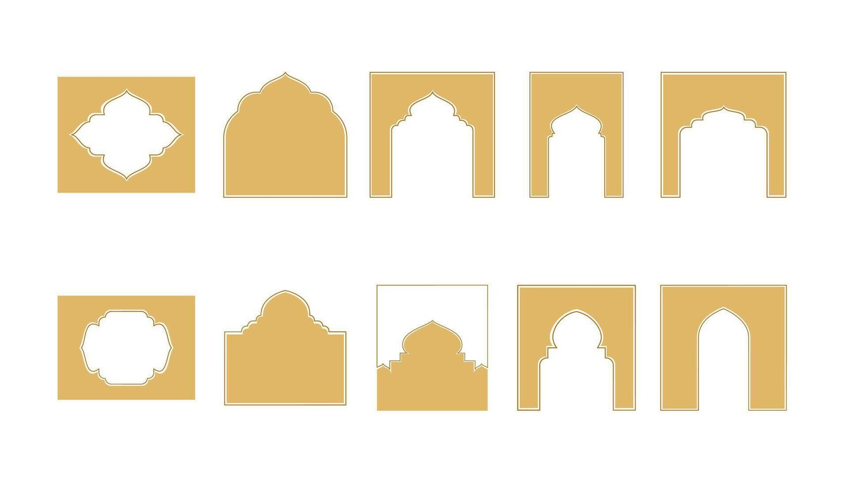 Gold Islamic Frame Decoration Set vector