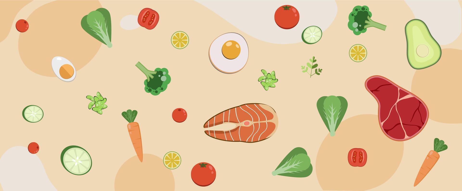 Organic food background flat illustration vector