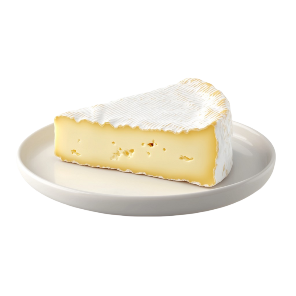 Cheese Slice on Plate Isolated on Transparent Background png