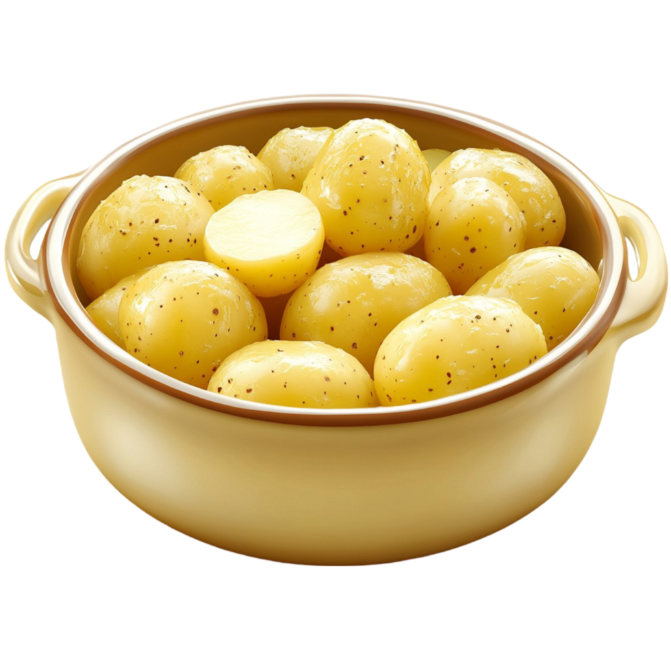 Bowl Filled with Potatoes Isolated on Transparent Background png
