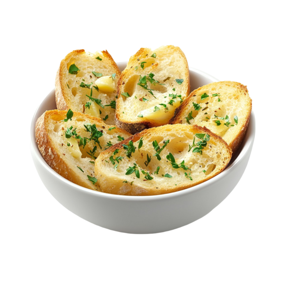 Bread Slices in a Bowl on a Transparent Background png