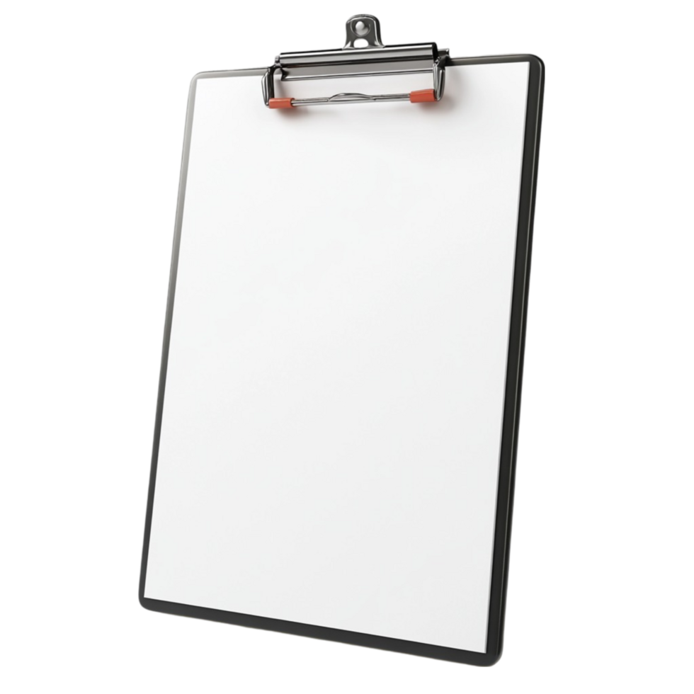 Clipboard with Empty Paper on Transparent Background png