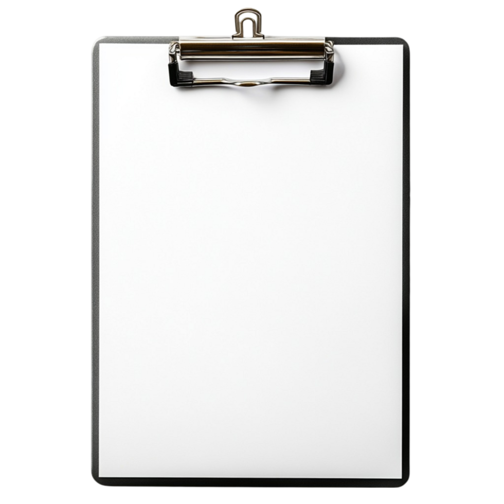 Clear Clipboard with White Paper on Transparent Background png