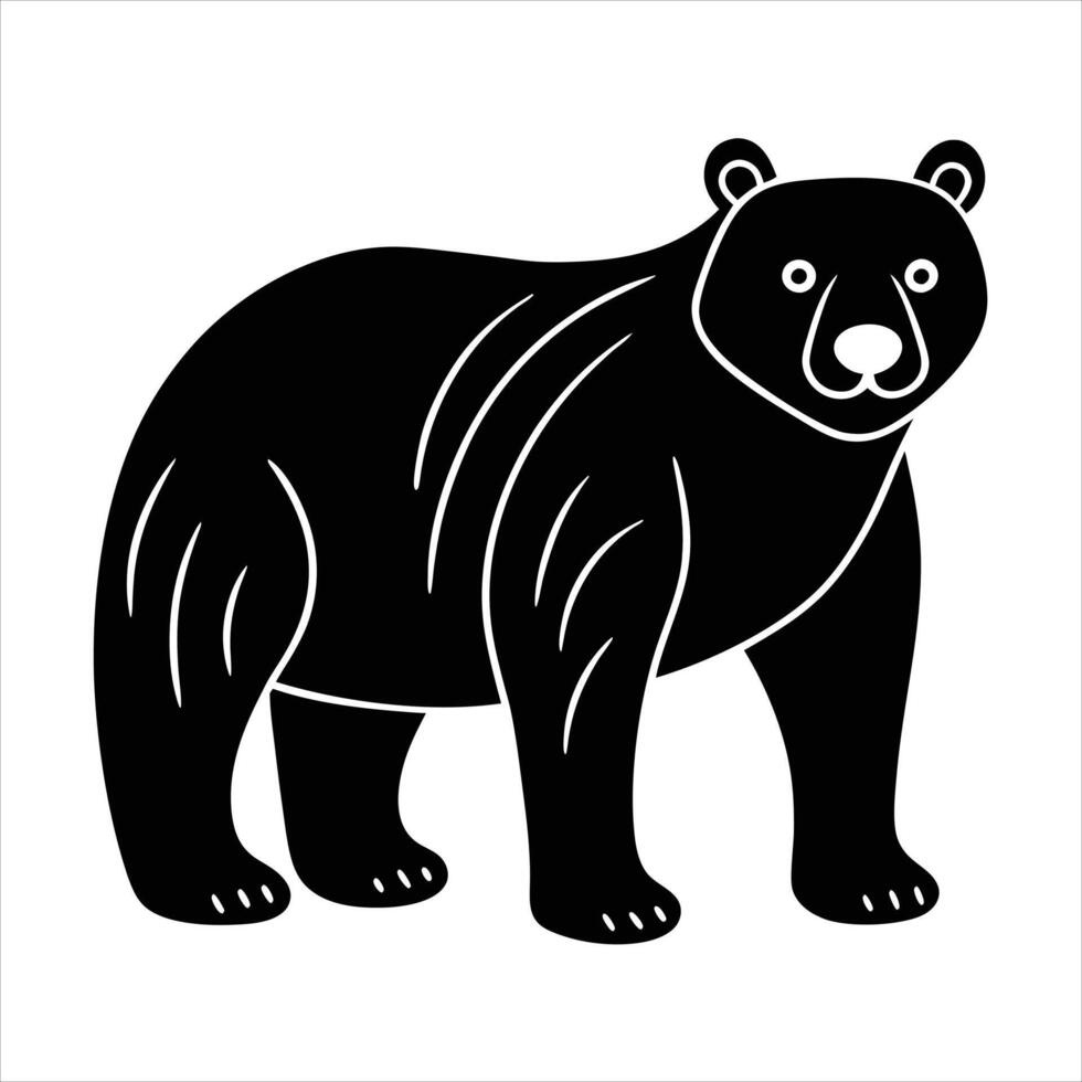 Minimalist Bear Illustration on White Background vector