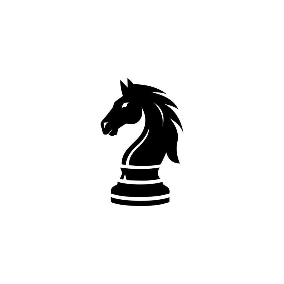 silhouette Black Chess Horse Knight Stallion Statue Sculpture logo design vector