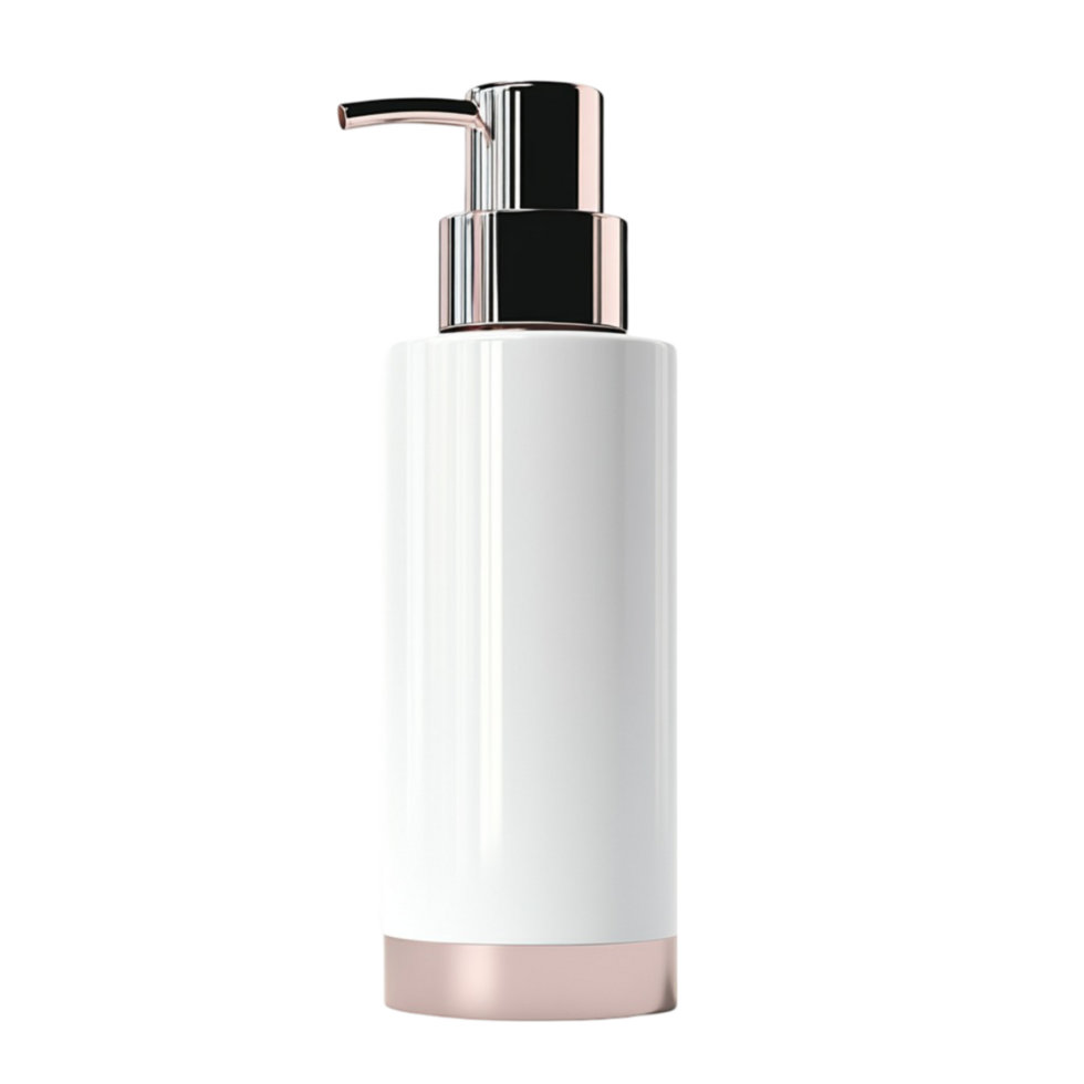 White Bottle with Silver Pump on Transparent Background png