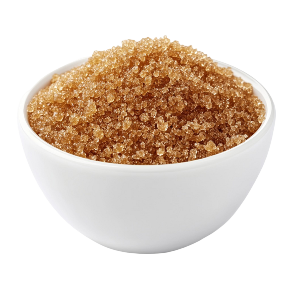A Spoonful of Raw Brown Sugar in a Bowl on Transparent Background png