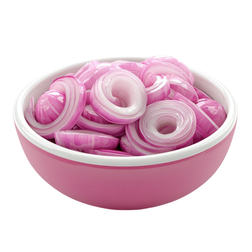 A bowl of pink onions on a transparent background png