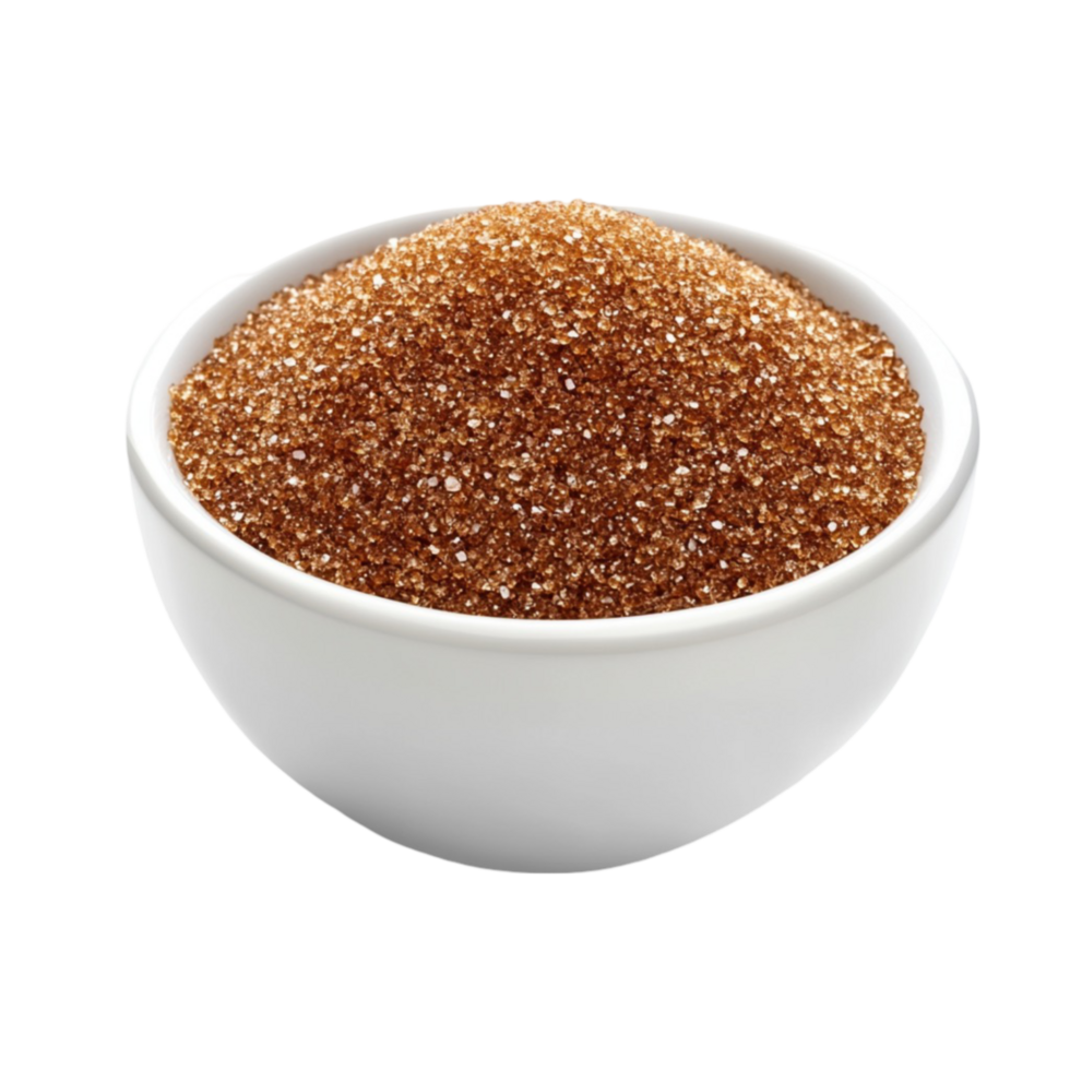 Bowl of Raw Brown Sugar on Transparent Background png