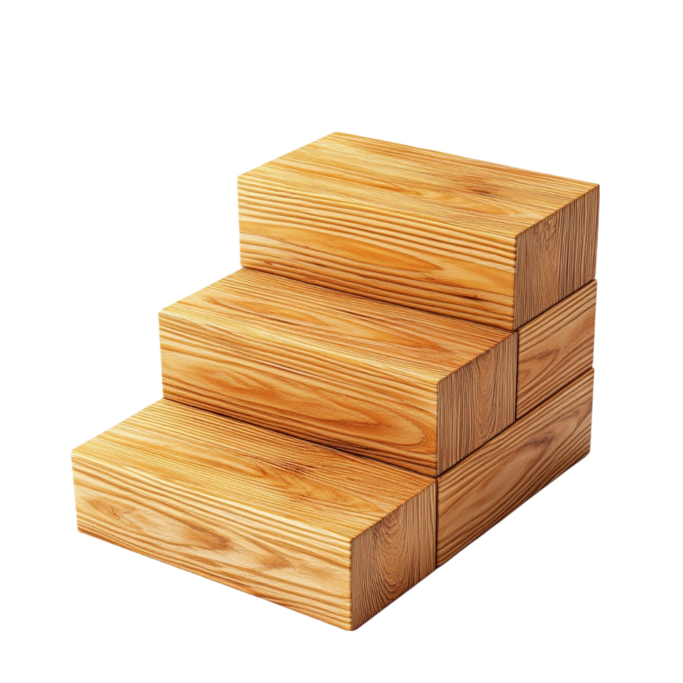 A stack of wooden steps on a transparent background png