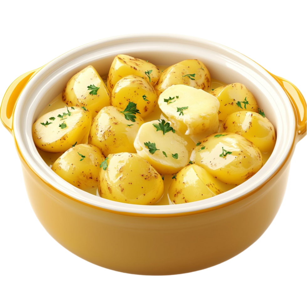 Potatoes in a bowl on a transparent background png
