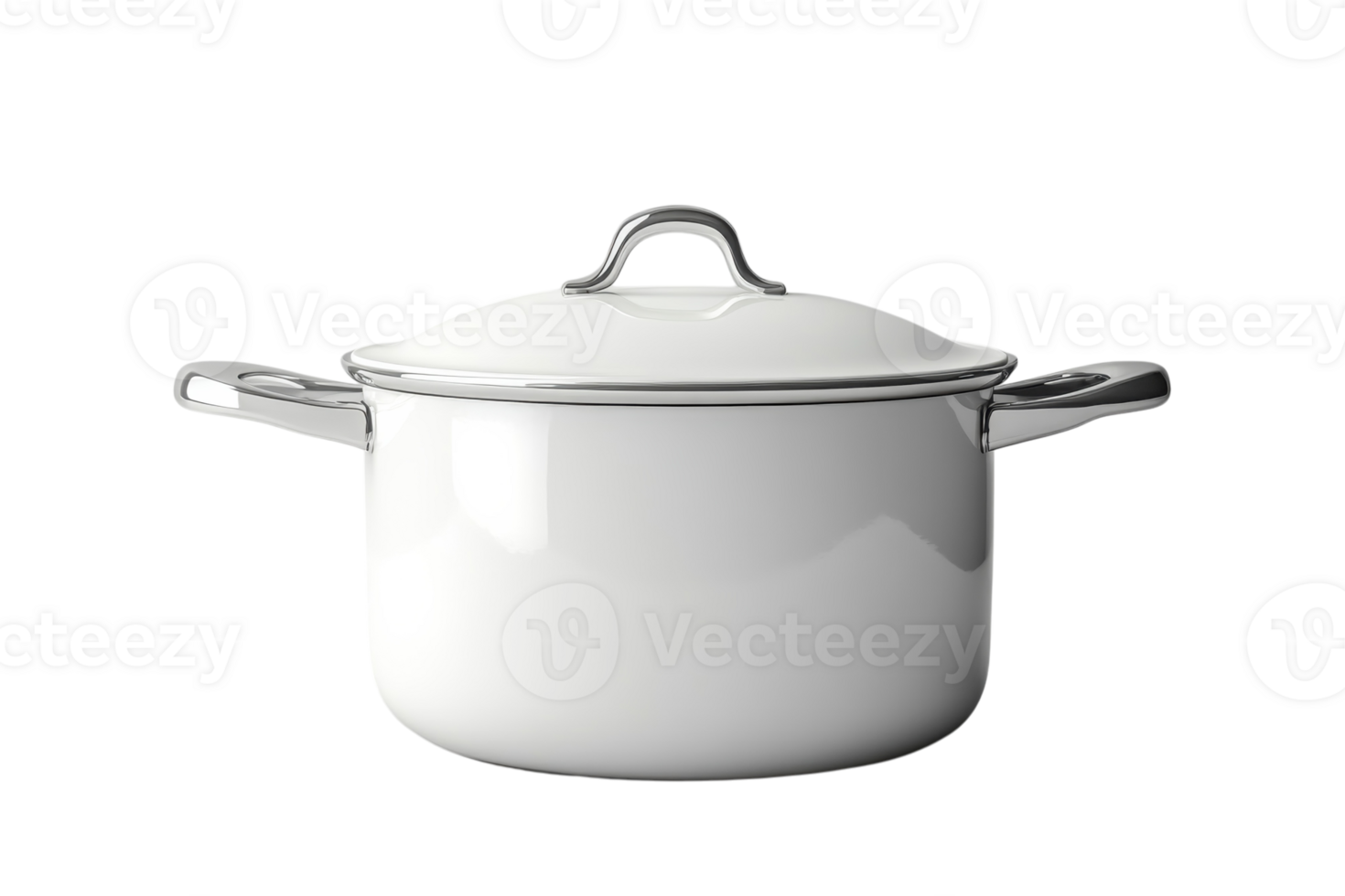 Elegant white cooking pot with lid placed on a neutral background for kitchen use and culinary activities png