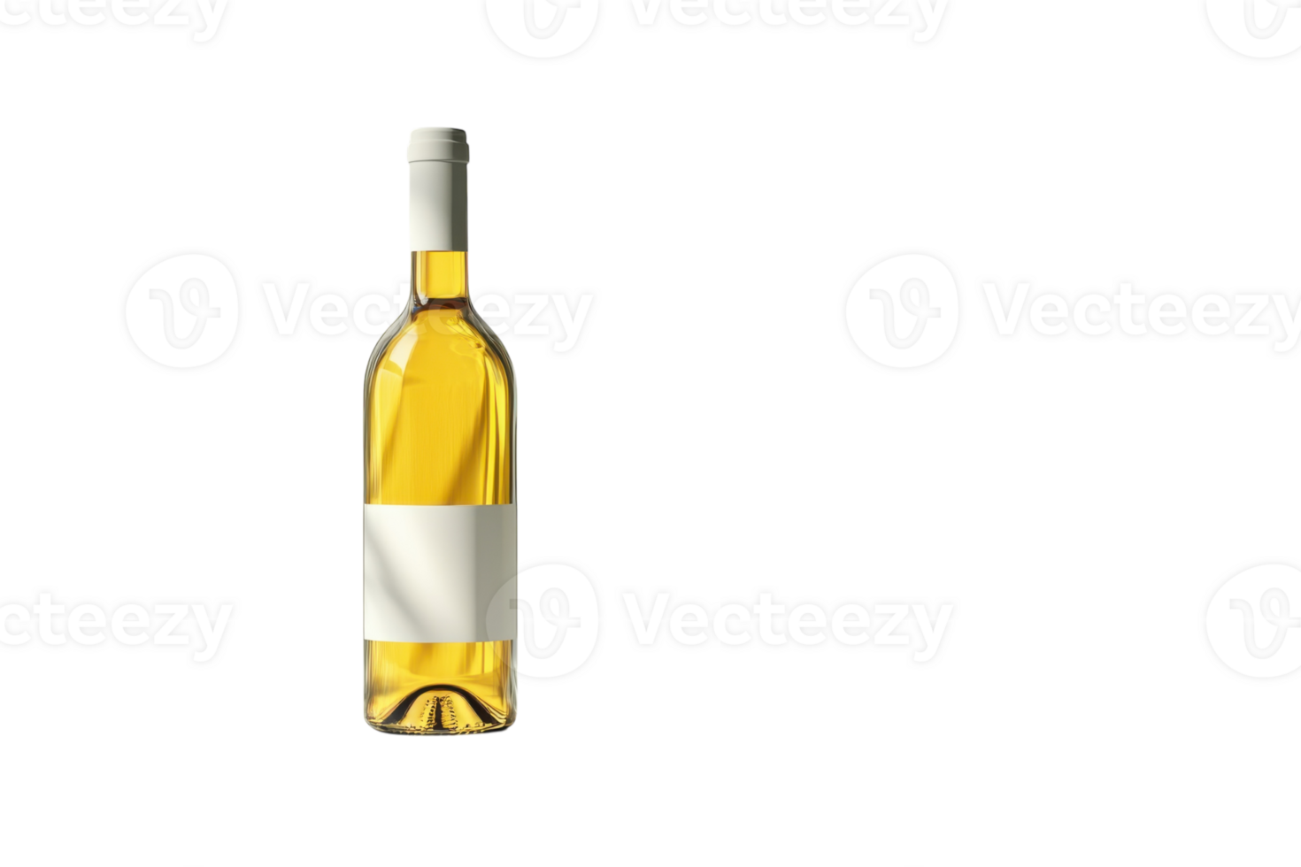 Elegant white wine bottle with blank label placed on a minimalist background, perfect for wine enthusiasts or event planners png