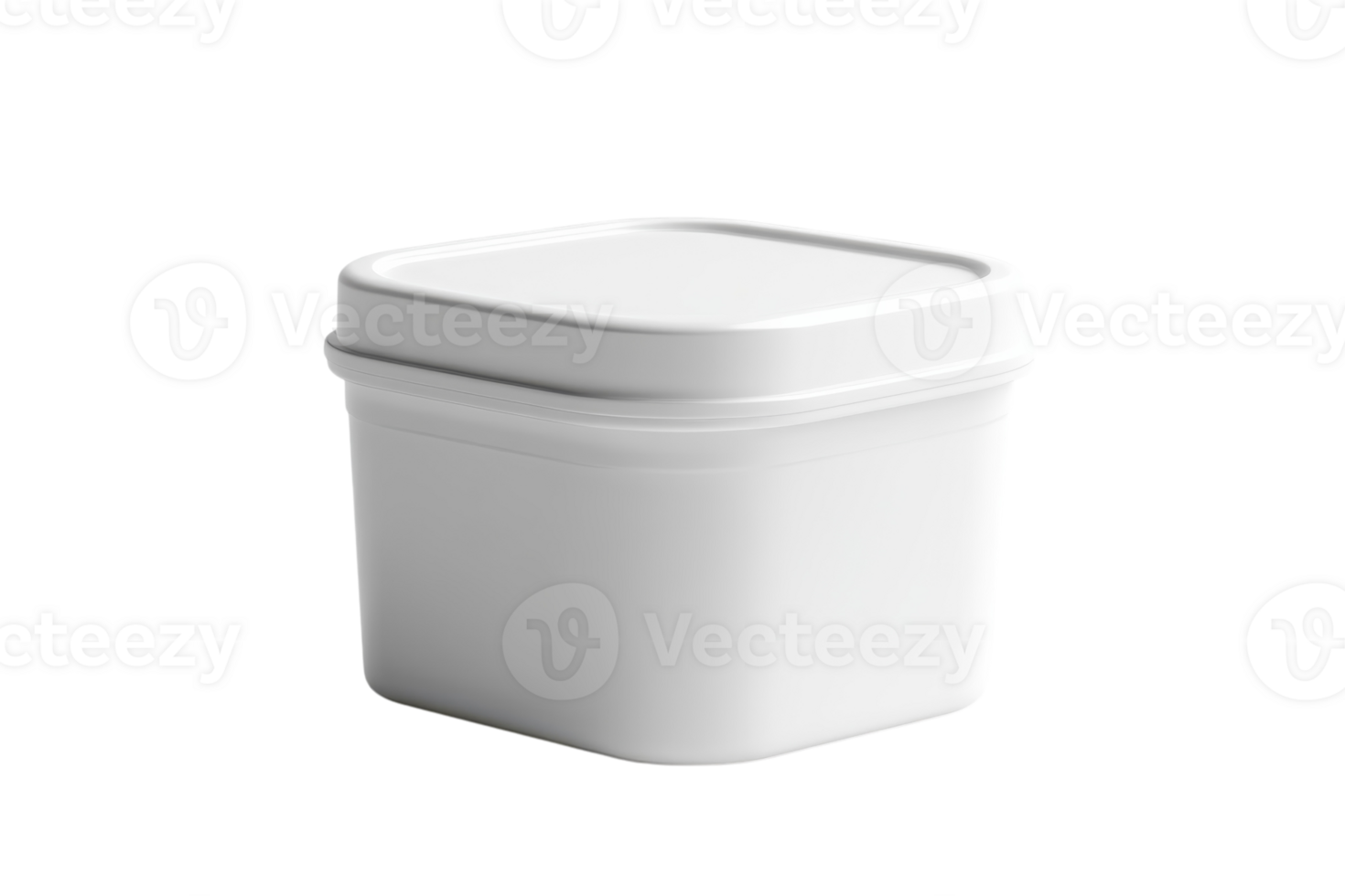 White square container with a lid placed on a plain background for storage or organization png