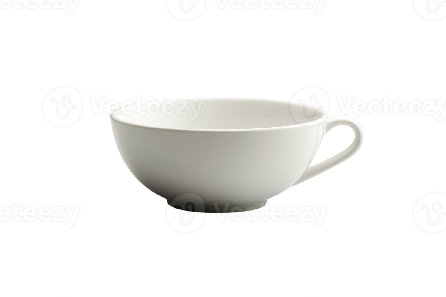 Minimalist white ceramic cup on a plain background ready for beverage or culinary presentation in a modern setting png