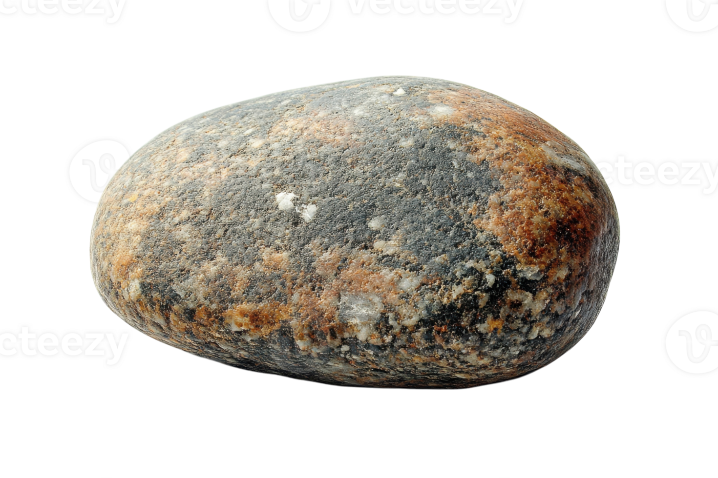 Smooth river rock displaying a natural texture with earthy tones and unique patterns png