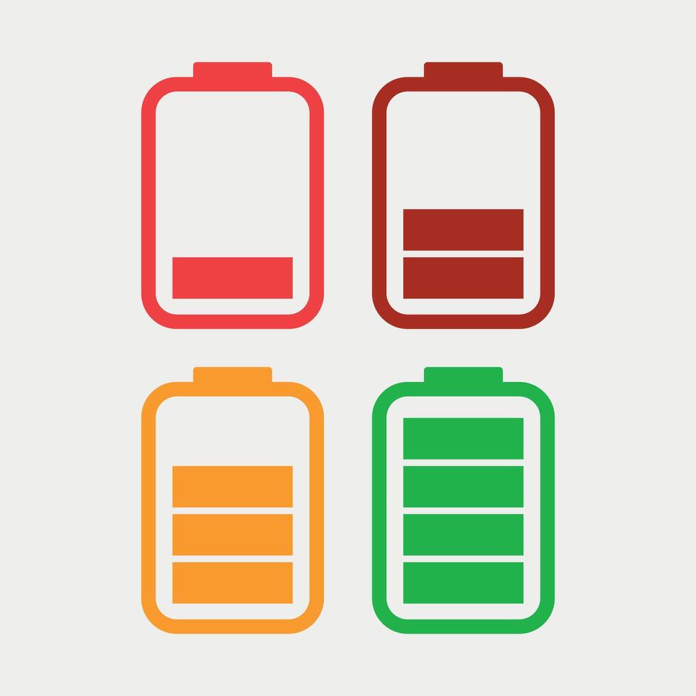 Phone battery charge status flat symbols set vector