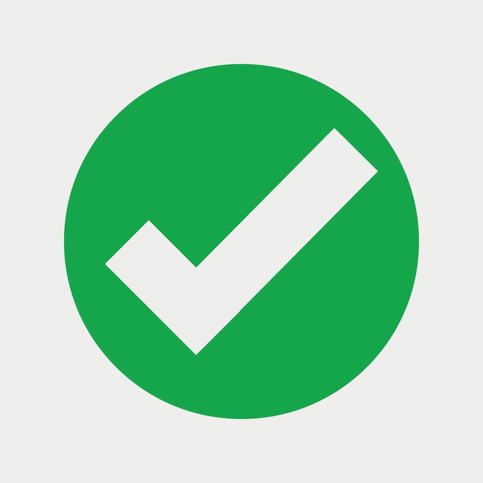 Check mark and symbol in flat style vector