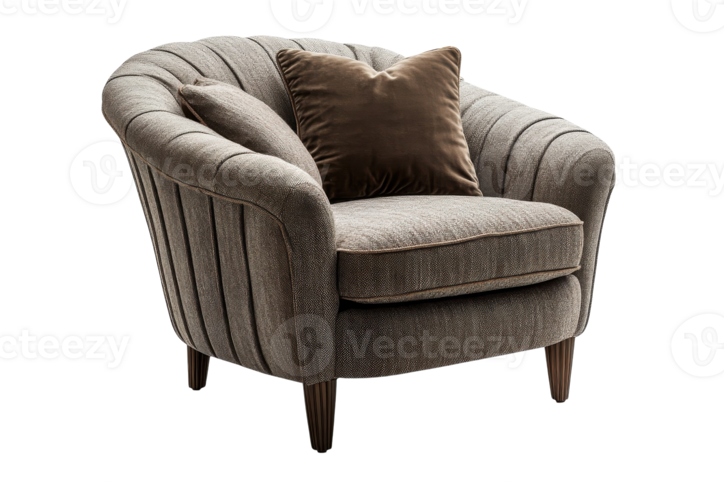 Comfortable accent chair with plush cushion placed in a modern living room setting, ideal for relaxation and decor enhancement png