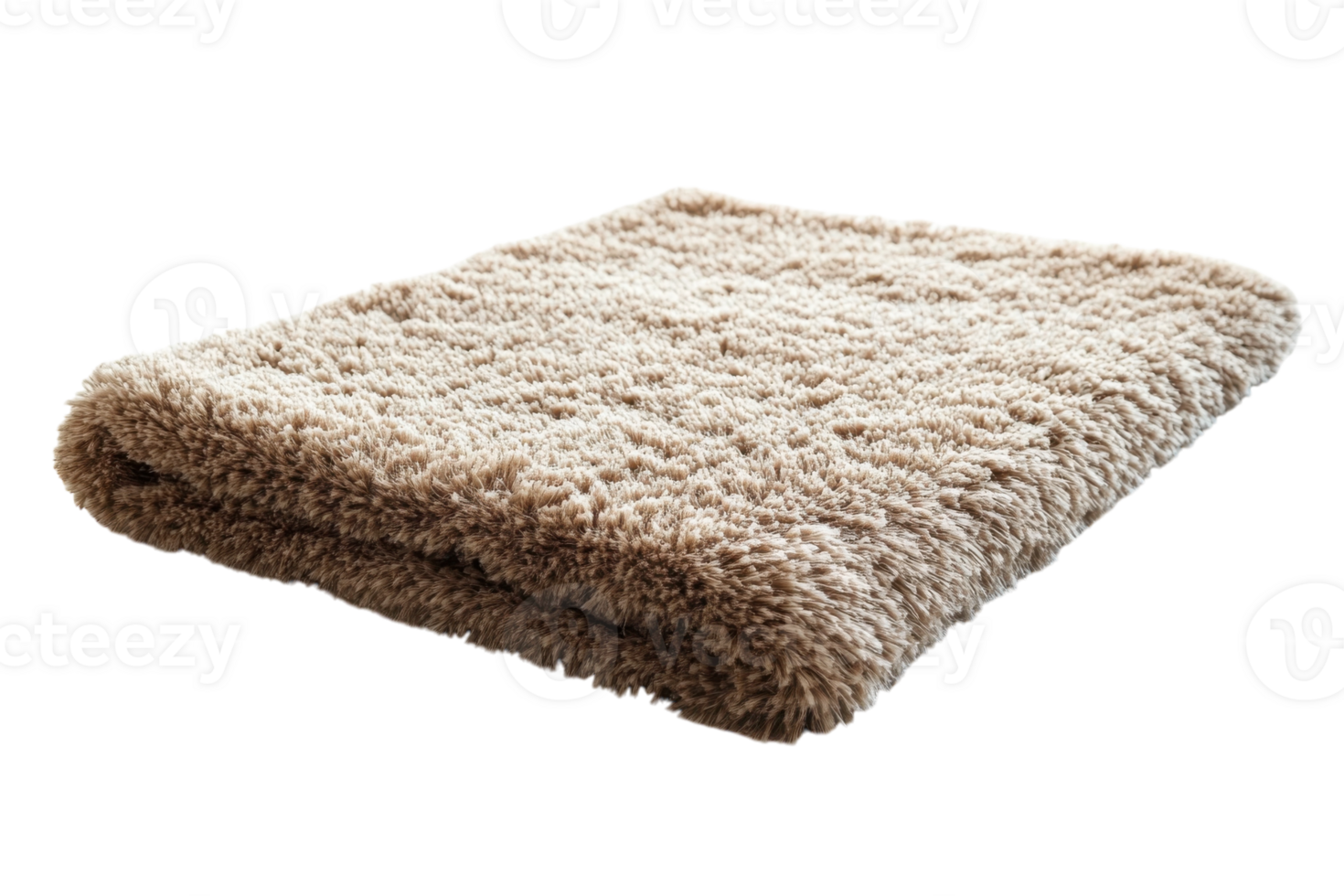 Soft beige blanket is neatly folded on a surface in a cozy indoor setting png
