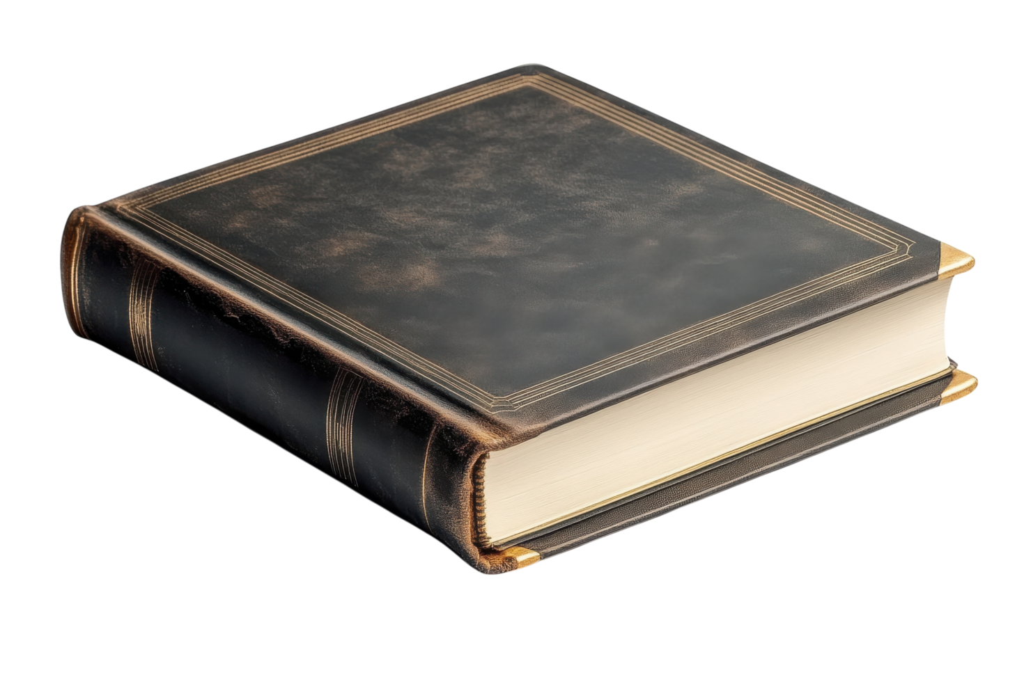 Elegant antique leather-bound book placed on a surface, showcasing intricate detailing and a rich texture png