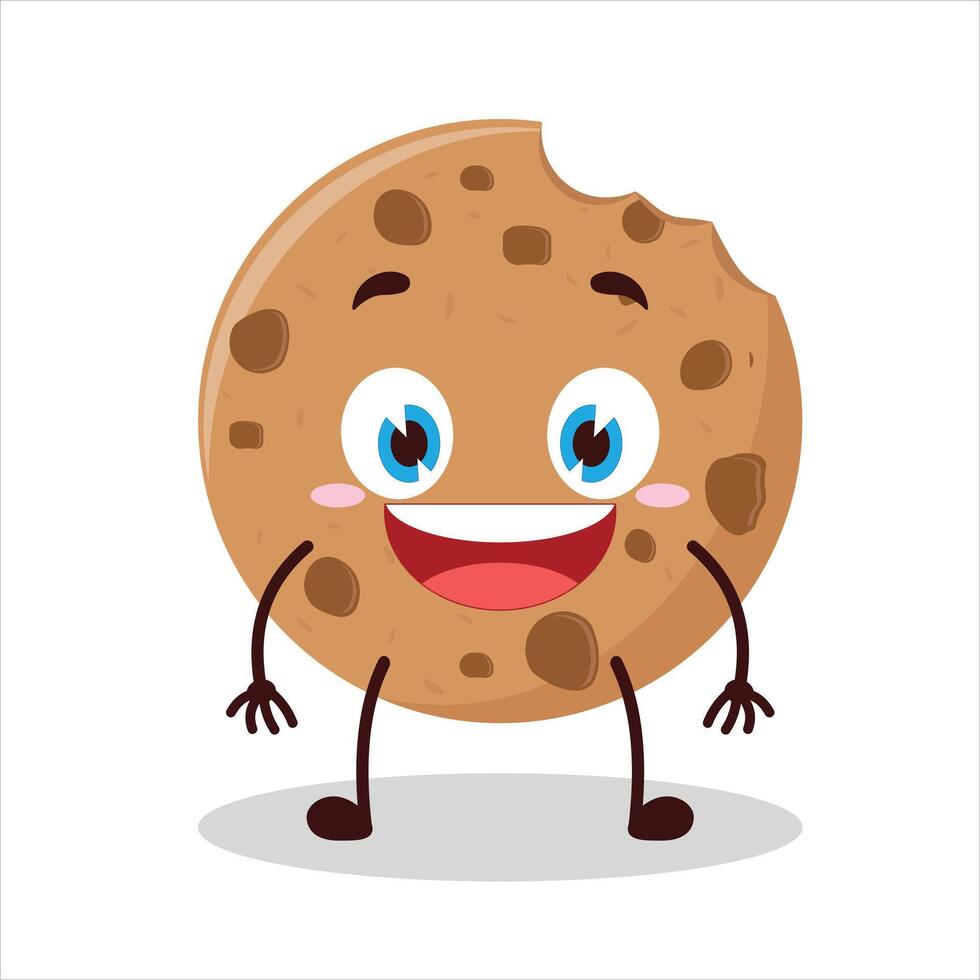Cute happy expression of cookies cartoon character vector
