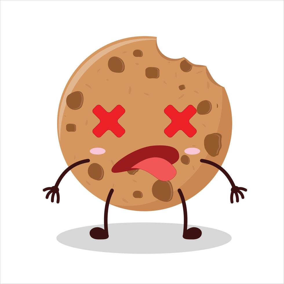 Cute fainted expression of cookies cartoon character vector