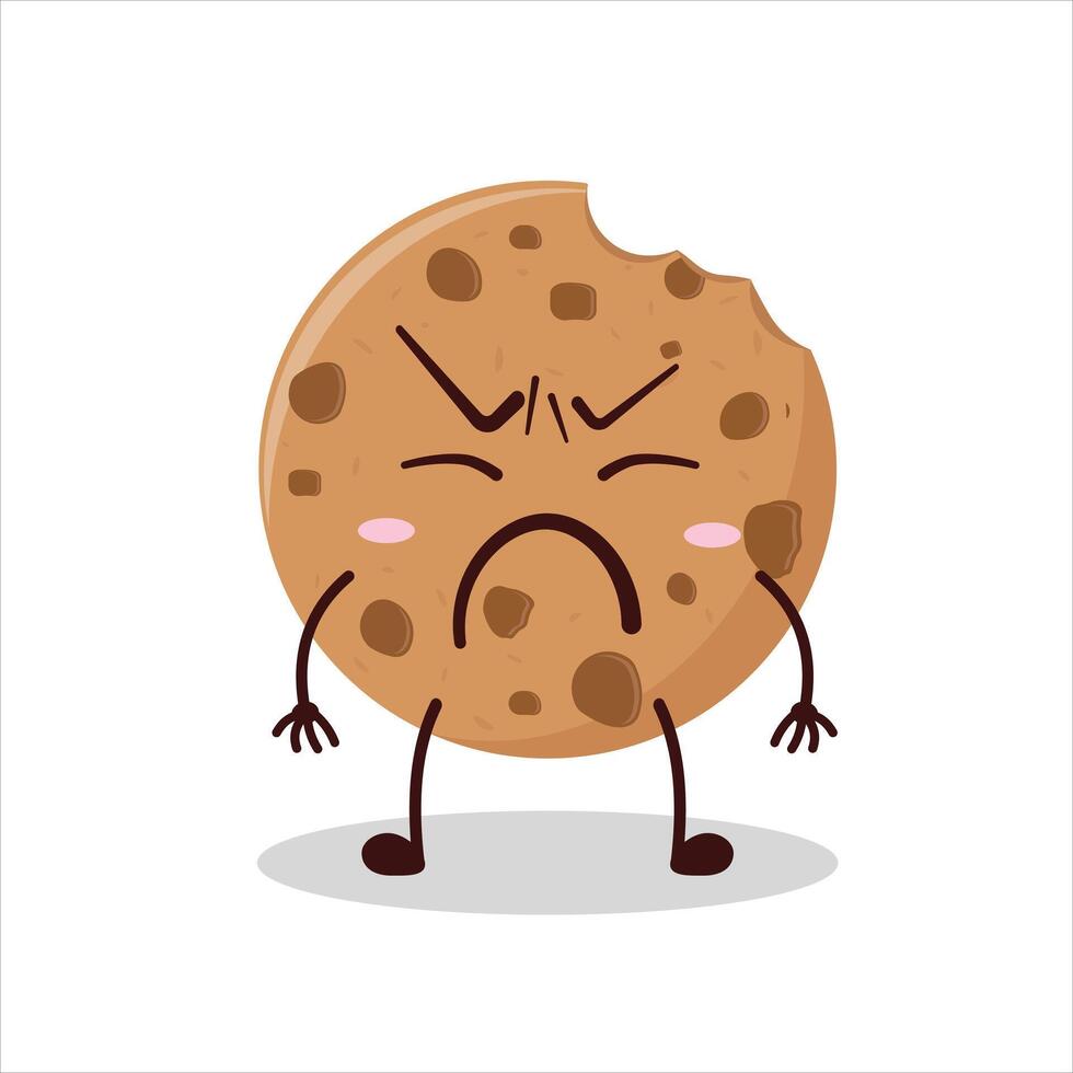 Cute annoyed expression of cookies cartoon character vector