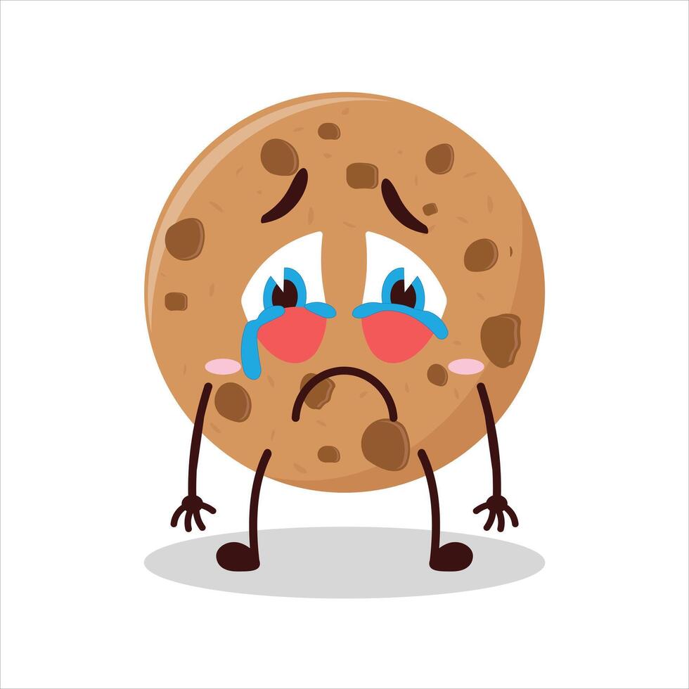 Cute cry expression of cookies cartoon character vector