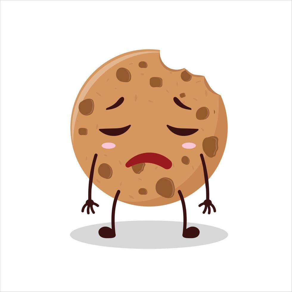 Cute tired expression of cookies cartoon character vector