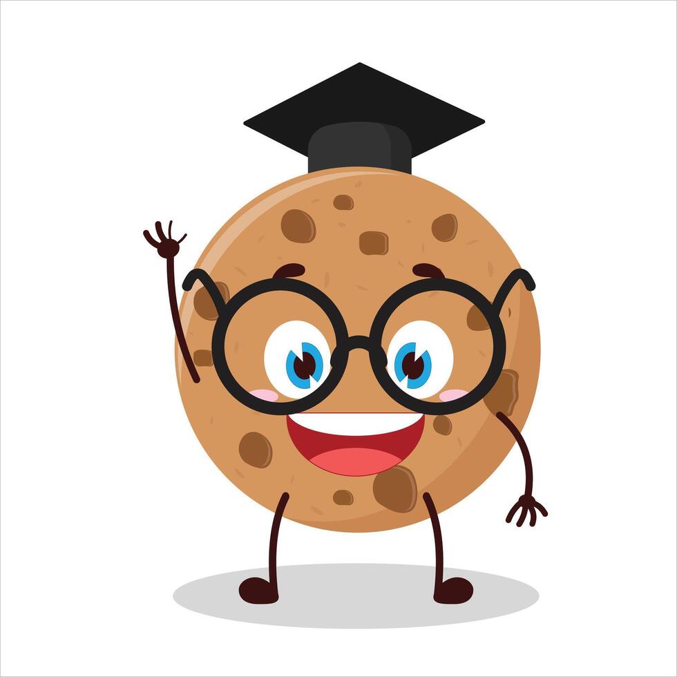 Cute graduation college student expression of cookies cartoon character vector