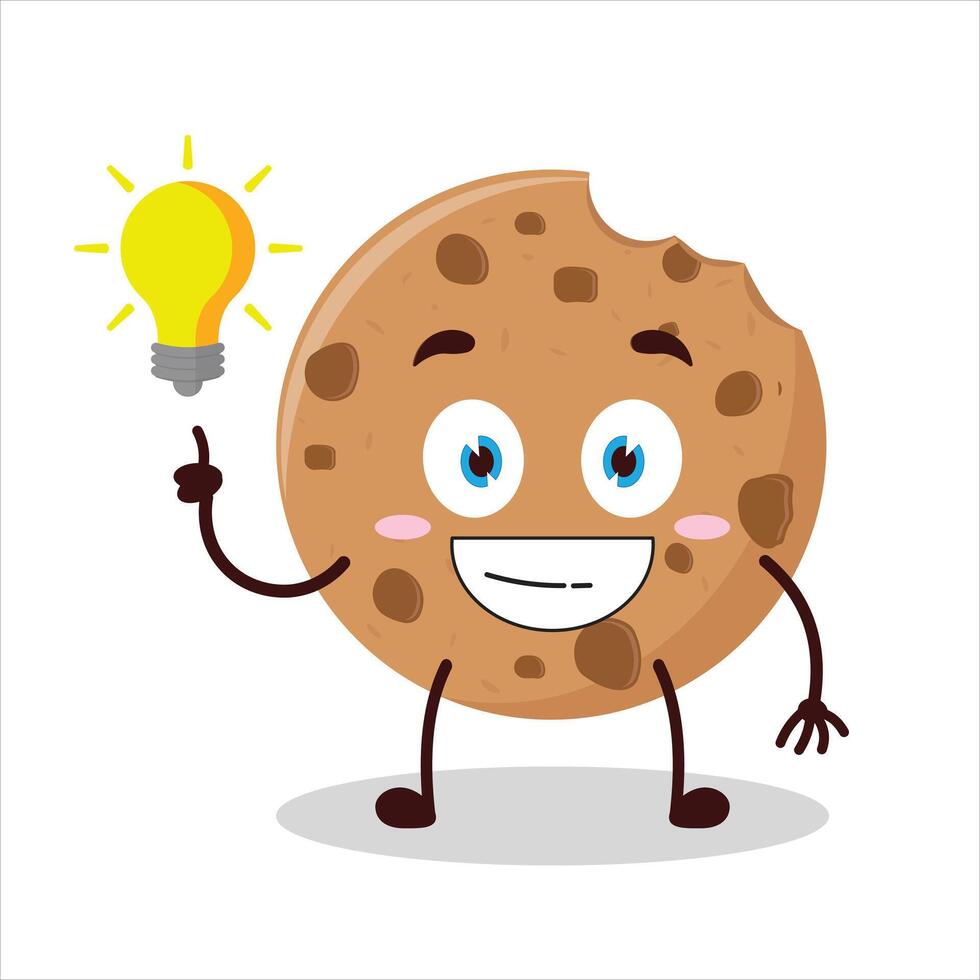Cute creative expression of cookies with shiny lamp cartoon character vector