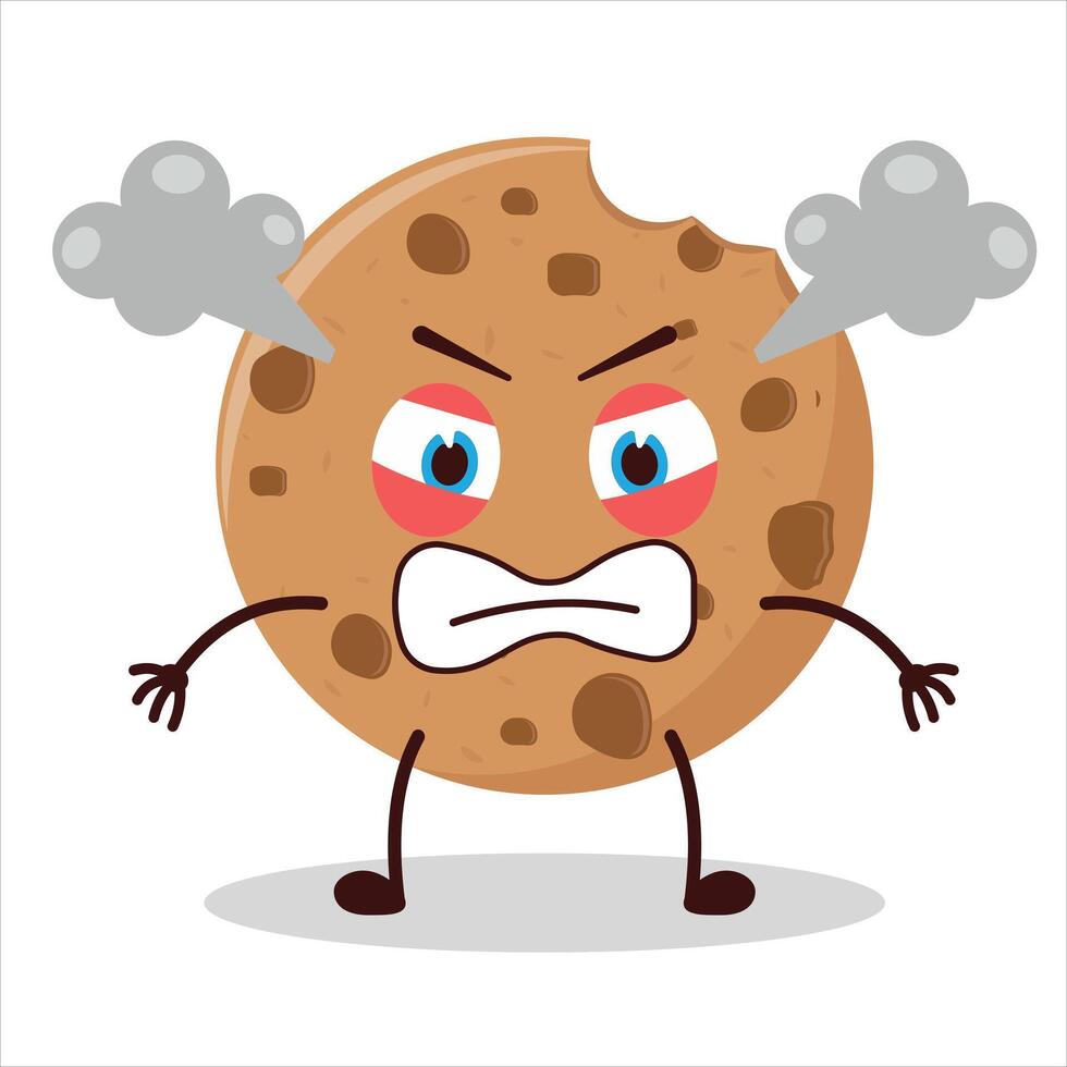 Cute mad expression of cookies cartoon character vector