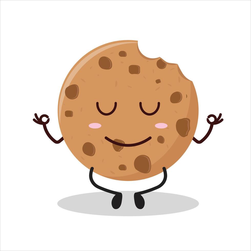 Cute yoga expression of cookies cartoon character vector