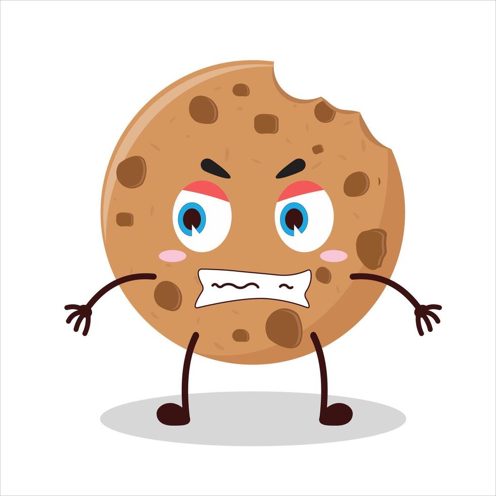 Cute angry expression of cookies cartoon character vector