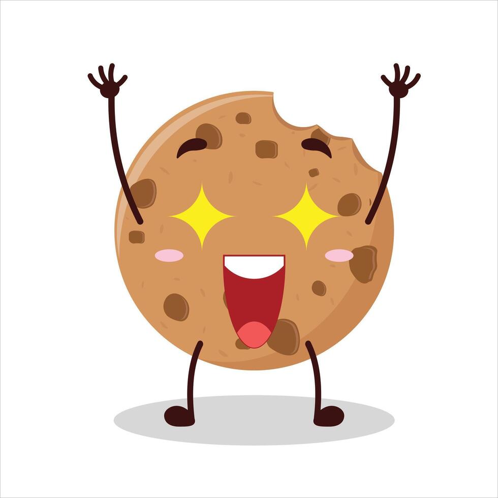 Cute excited expression of cookies cartoon character vector