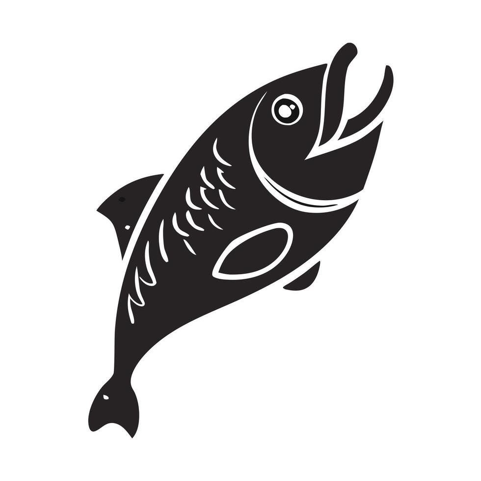 A bold, stylized silhouette of a fish, perfect for logos, branding, or graphic design projects. vector